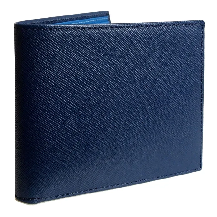 8 CC Saffiano Bi-Color Billfold Blue-Sky