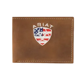 Ariat American Flag Embroidered Aged Back Bifold Wallet A35549217
