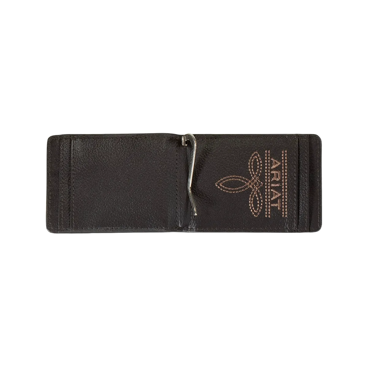 Ariat Bullhide Brown Embroidered Money Clip Wallet A3554602