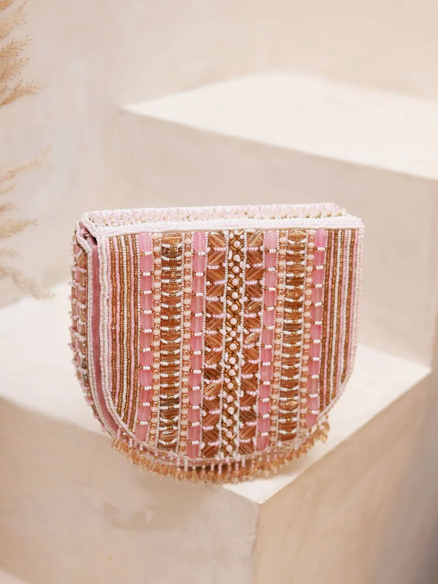 Asma Pink Flap Over Bag with Handle