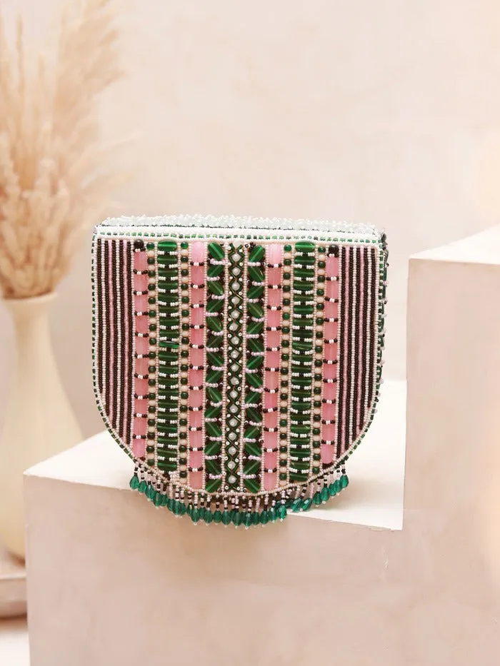 Asma Pink Flap Over Bag with Handle