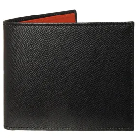 Black-Brick Red Bi-Colored Saffiano Leather Billfold
