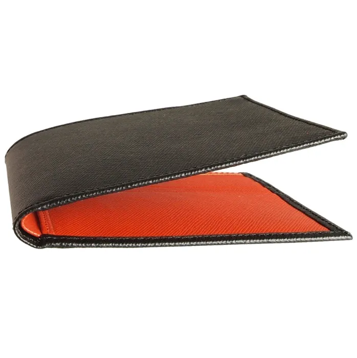 Black-Brick Red Bi-Colored Saffiano Leather Billfold