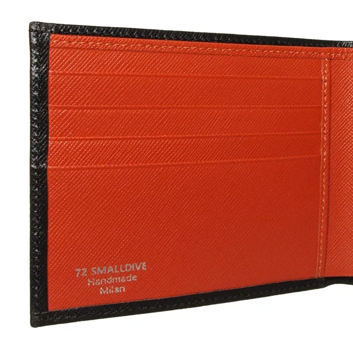 Black-Brick Red Bi-Colored Saffiano Leather Billfold