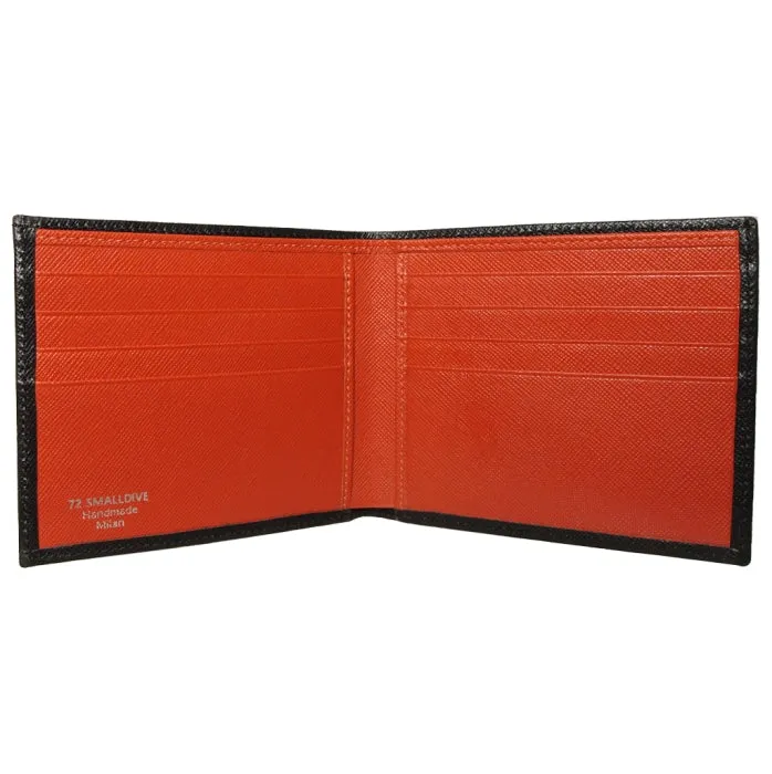 Black-Brick Red Bi-Colored Saffiano Leather Billfold