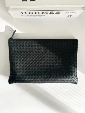 Bottega Veneta Intrecciato Black Pouch Bag