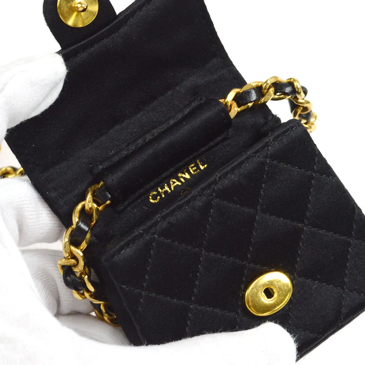 Chanel Classic Flap Micro Black Satin