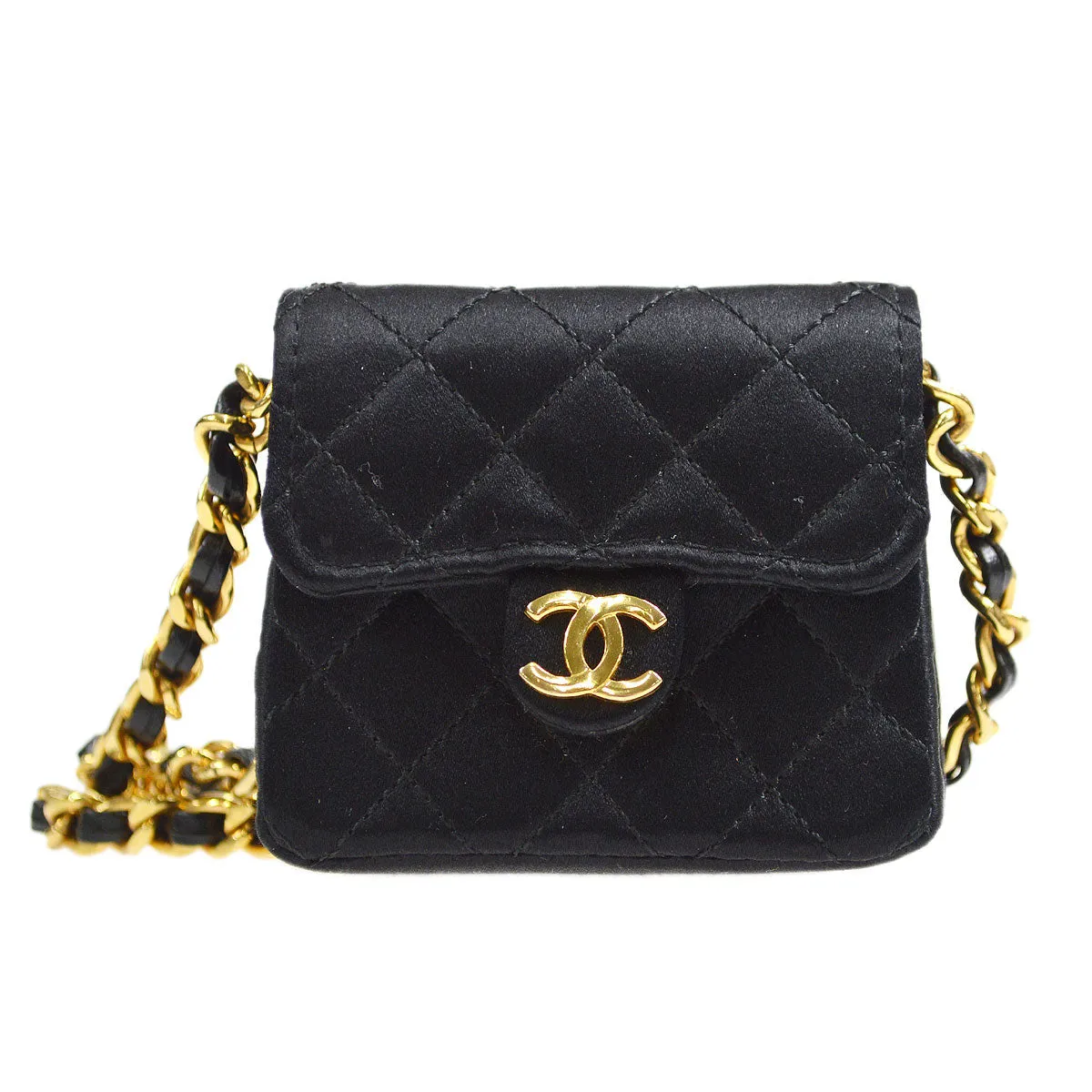 Chanel Classic Flap Micro Black Satin