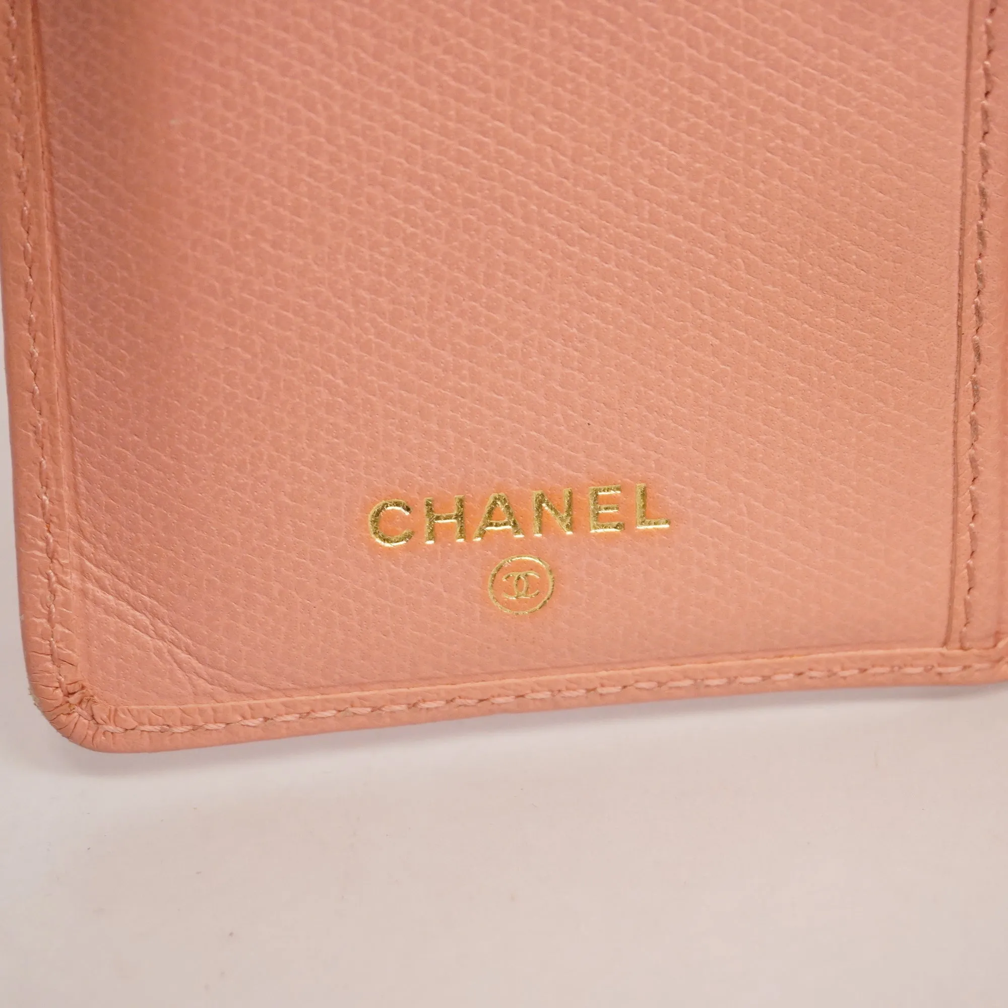 CHANEL  Coco Button Gold Hardware Women's Leather Long Wallet [bi-fold] Pink