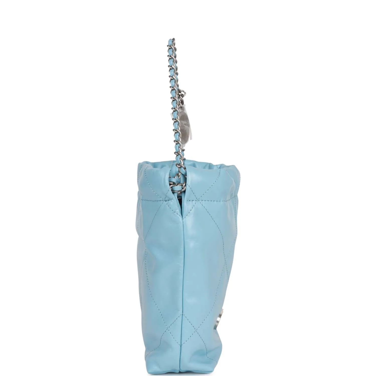 Chanel Mini 22 Bag Light Blue Calfskin Silver Hardware