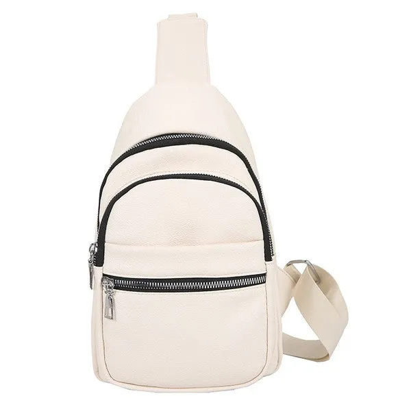 Classic Stylish Fashion Vegan Leather Nylon Sling Bag