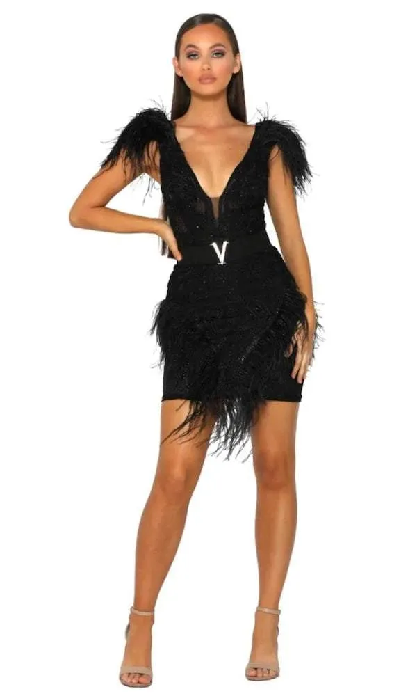 Flora Black Evening Dress