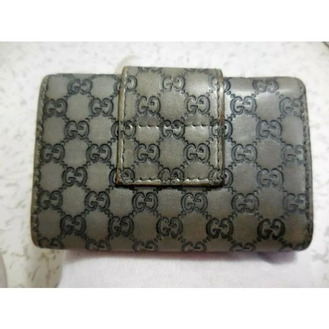 Gucci Silver Large G Print Leather Key Holder Wallet