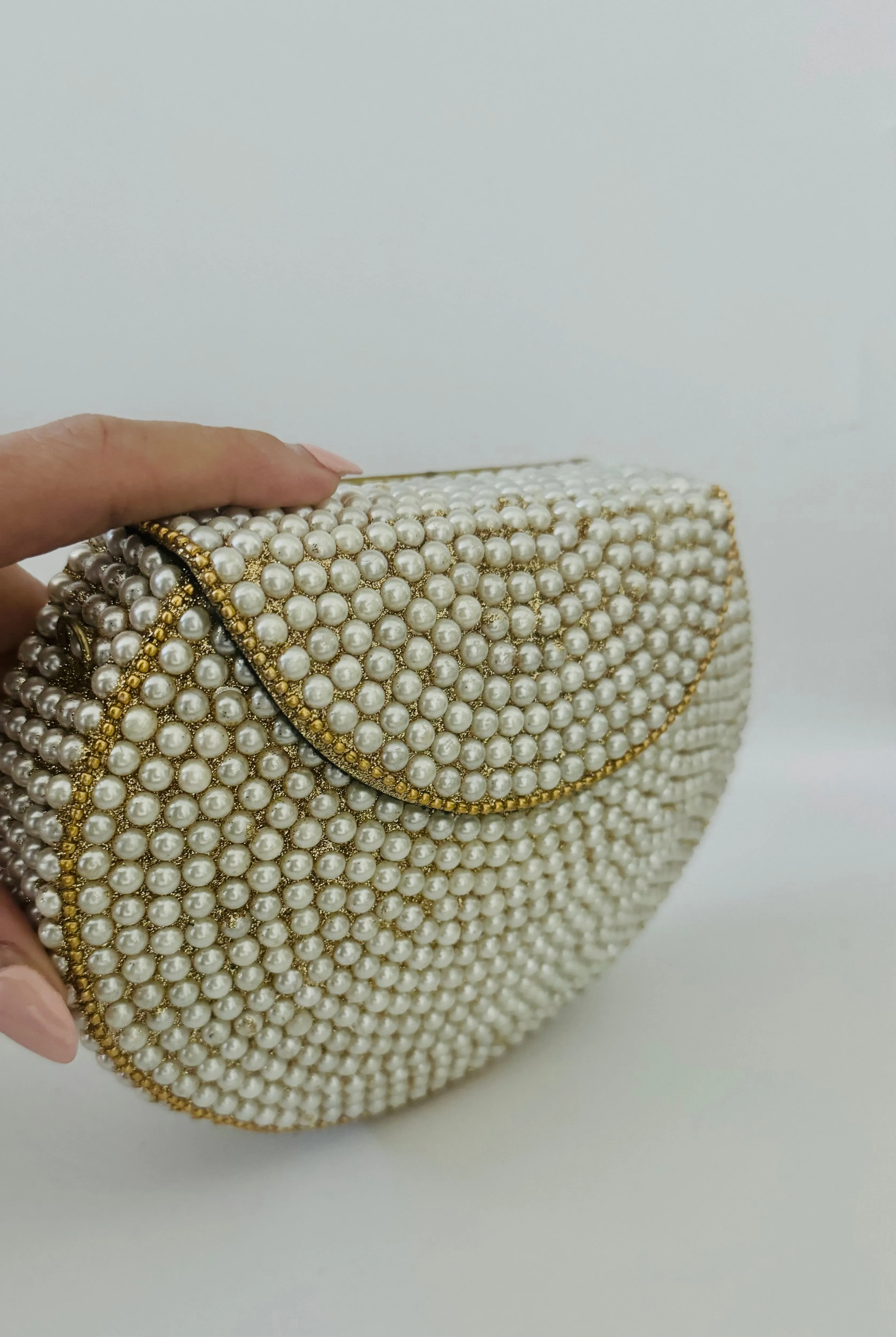 Handcrafted White Pearl Purse