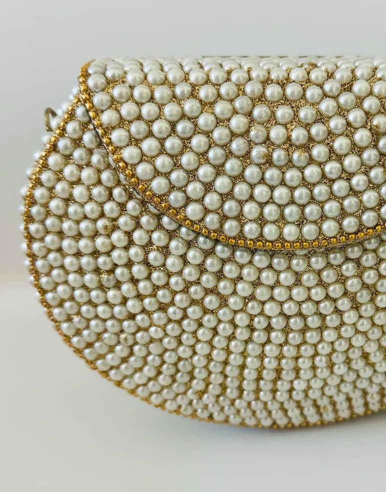 Handcrafted White Pearl Purse