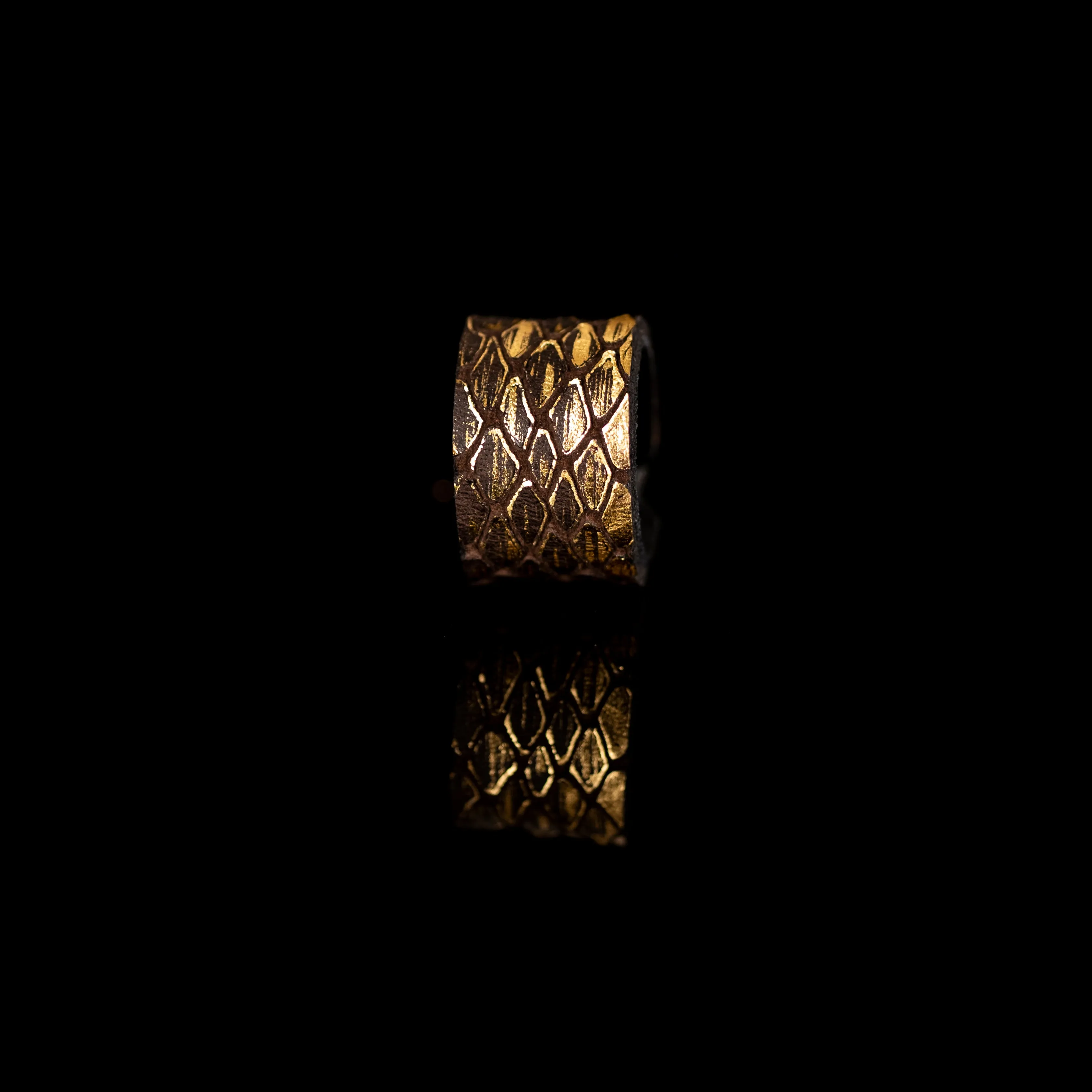 The Minimalist Black and Gold Leather Ring
