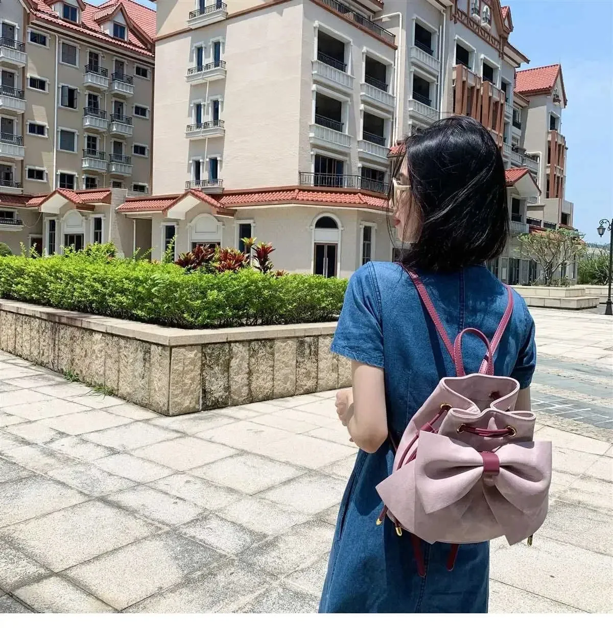 UAKISS  -  Japanese Sweet Girls Pink Bow Backpacks Streetwear All Match Y2k Students Backpack Casual Fashion Aesthetic Women's Schoolbags