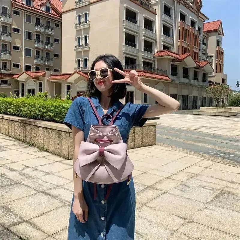 UAKISS  -  Japanese Sweet Girls Pink Bow Backpacks Streetwear All Match Y2k Students Backpack Casual Fashion Aesthetic Women's Schoolbags