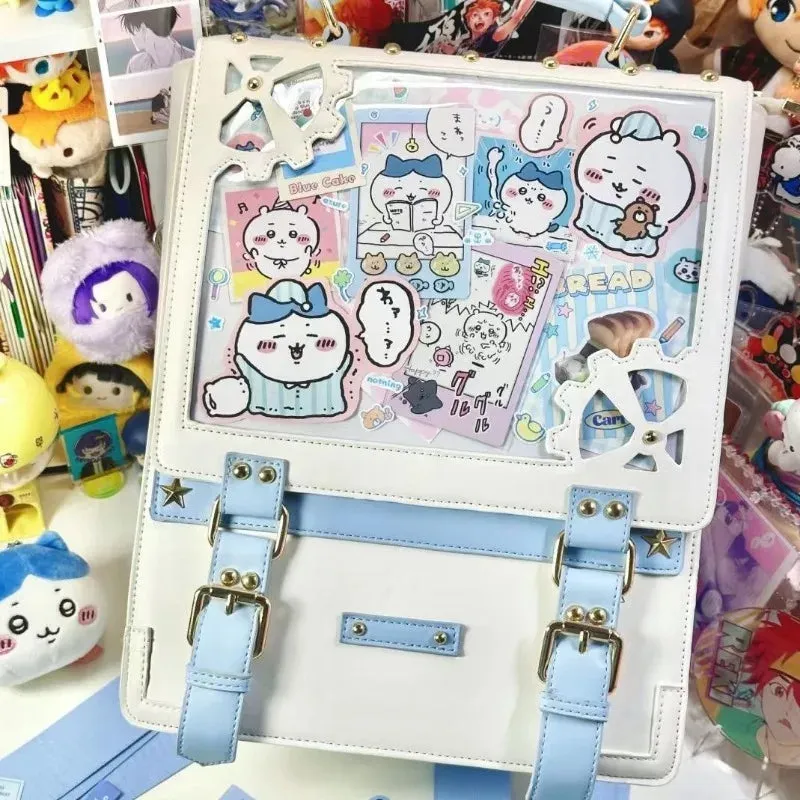 Uakiss Punk Womens Backpack Y2k Gothic Fashion Vintage Luxury Designer Casual Backpacks College Style Harajuku Transparent Bag