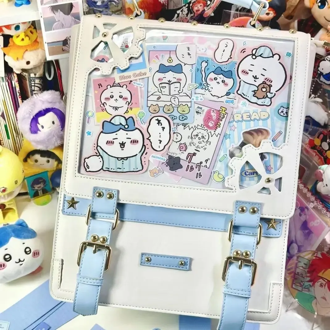 Uakiss Punk Womens Backpack Y2k Gothic Fashion Vintage Luxury Designer Casual Backpacks College Style Harajuku Transparent Bag