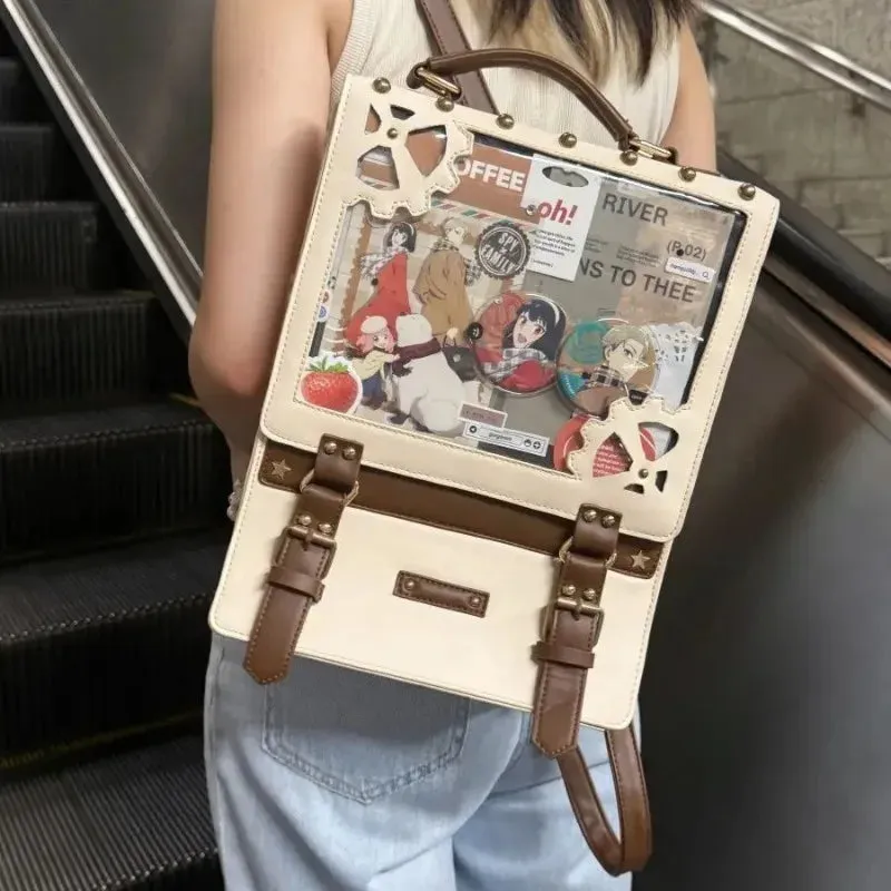 Uakiss Punk Womens Backpack Y2k Gothic Fashion Vintage Luxury Designer Casual Backpacks College Style Harajuku Transparent Bag