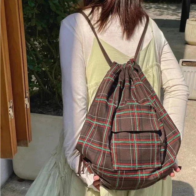 UAKISS  -  Vintage Harajuku Streetwear Students Backpacks Preppy Grunge Y2k Shoulder Crossbody Bags High-capacity Casual Women Schoolbags
