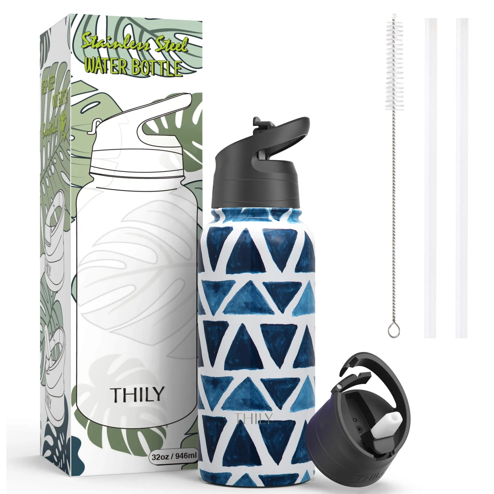 WATER BOTTLE | 32 OZ| BLUE TRIANGLE